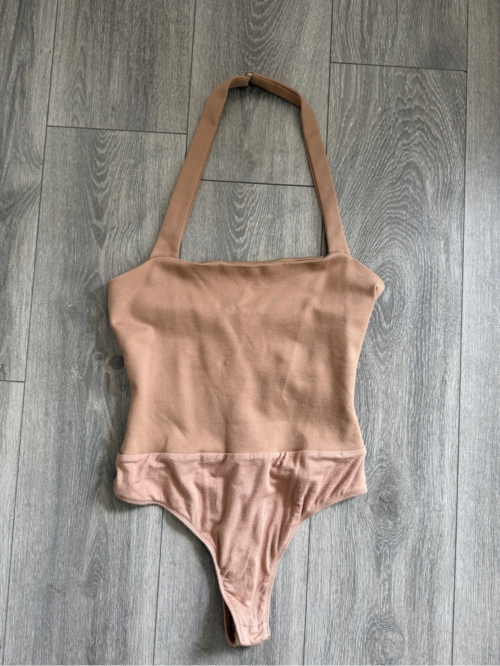 Superdown Halter One-Piece Bodysuit in light brown